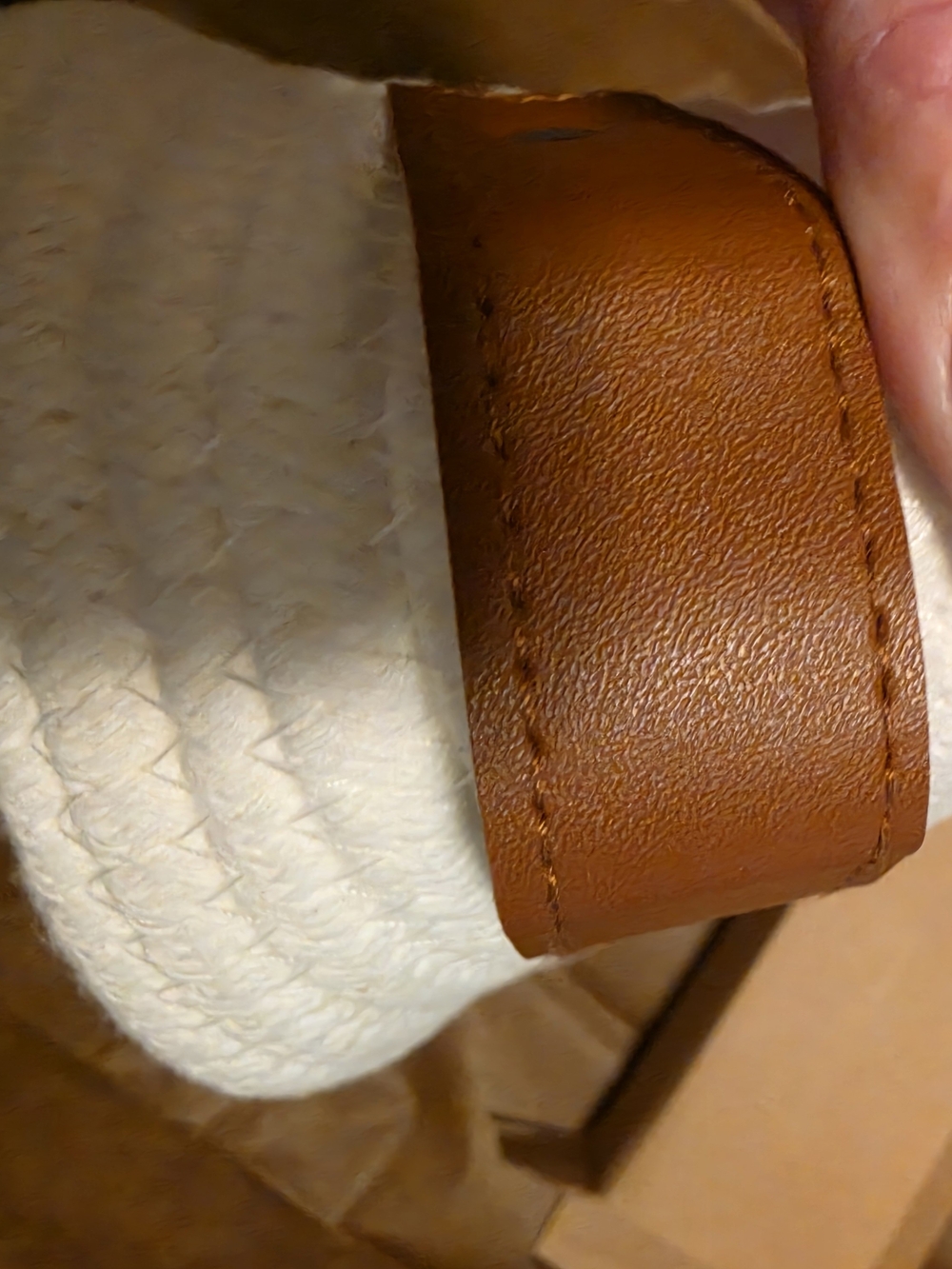 White Braided Rope Bucket With Small Handles - Picture 9 of 10
